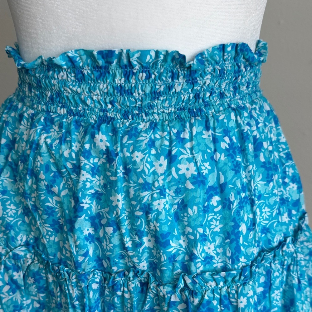 Floral Blue Women's Skirt smocked waist - Picture 7 of 7